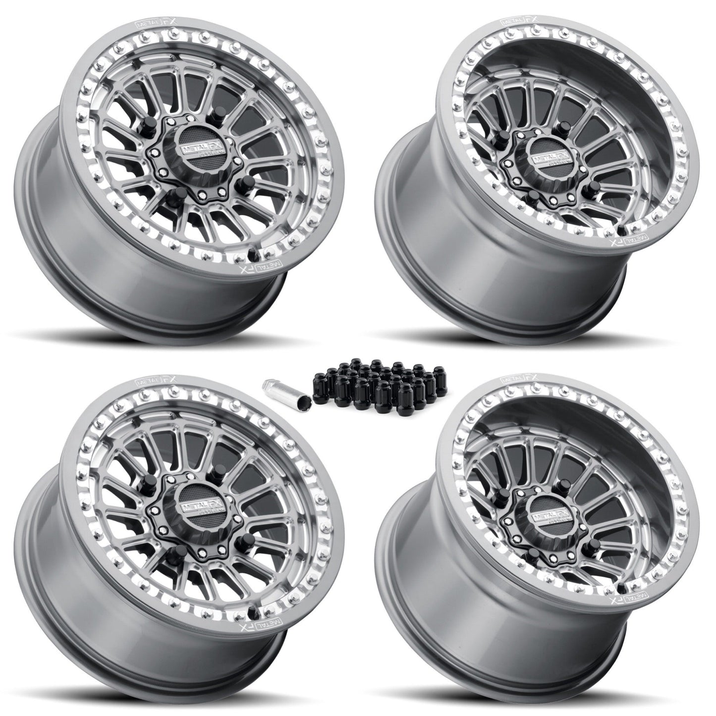 Delta Beadlock | Gunmetal Contrast Cut | UTV Wheel Kit