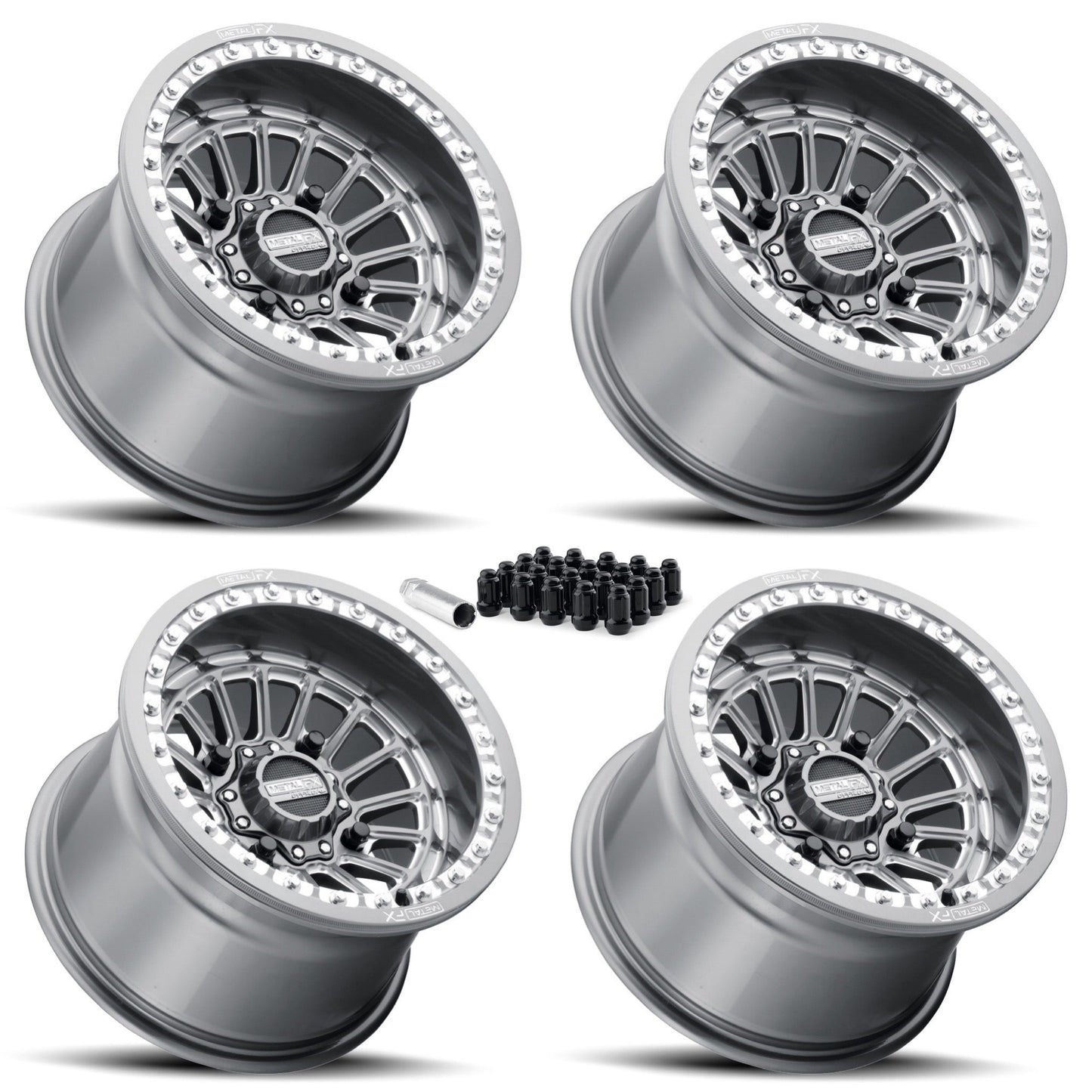 Delta Beadlock | Gunmetal Contrast Cut | UTV Wheel Kit