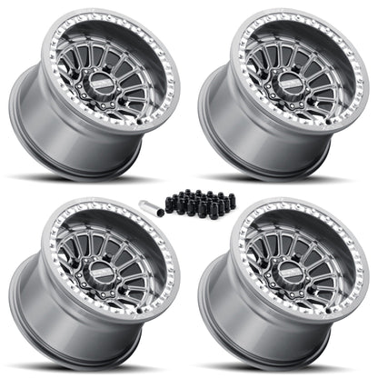 Delta Beadlock | Gunmetal Contrast Cut | UTV Wheel Kit