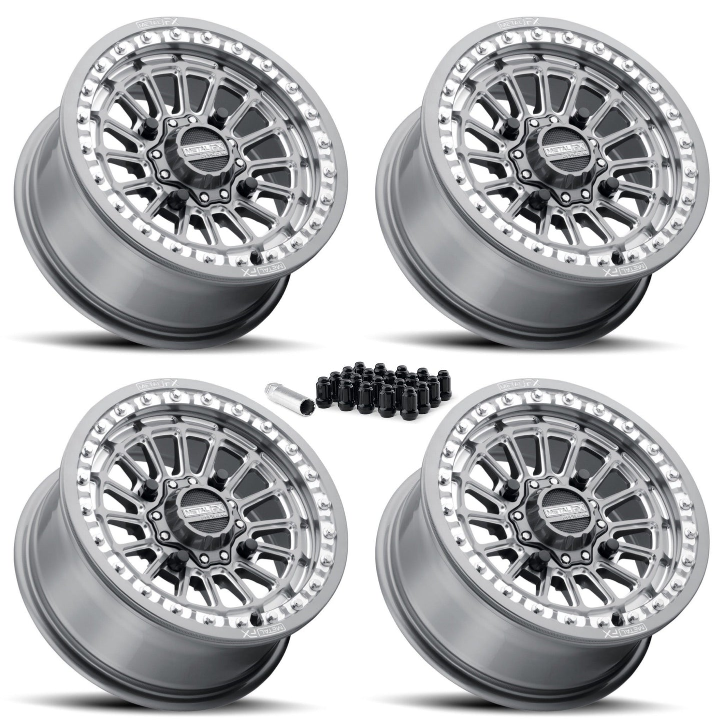 Delta Beadlock | Gunmetal Contrast Cut | UTV Wheel Kit