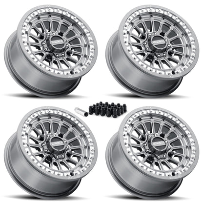 Delta Beadlock | Gunmetal Contrast Cut | UTV Wheel Kit