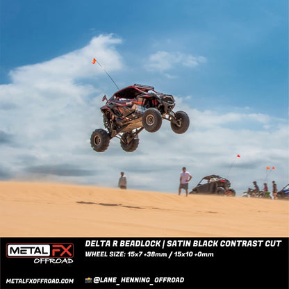 Delta R Beadlock | Satin Black Contrast Cut | UTV Wheel Kit