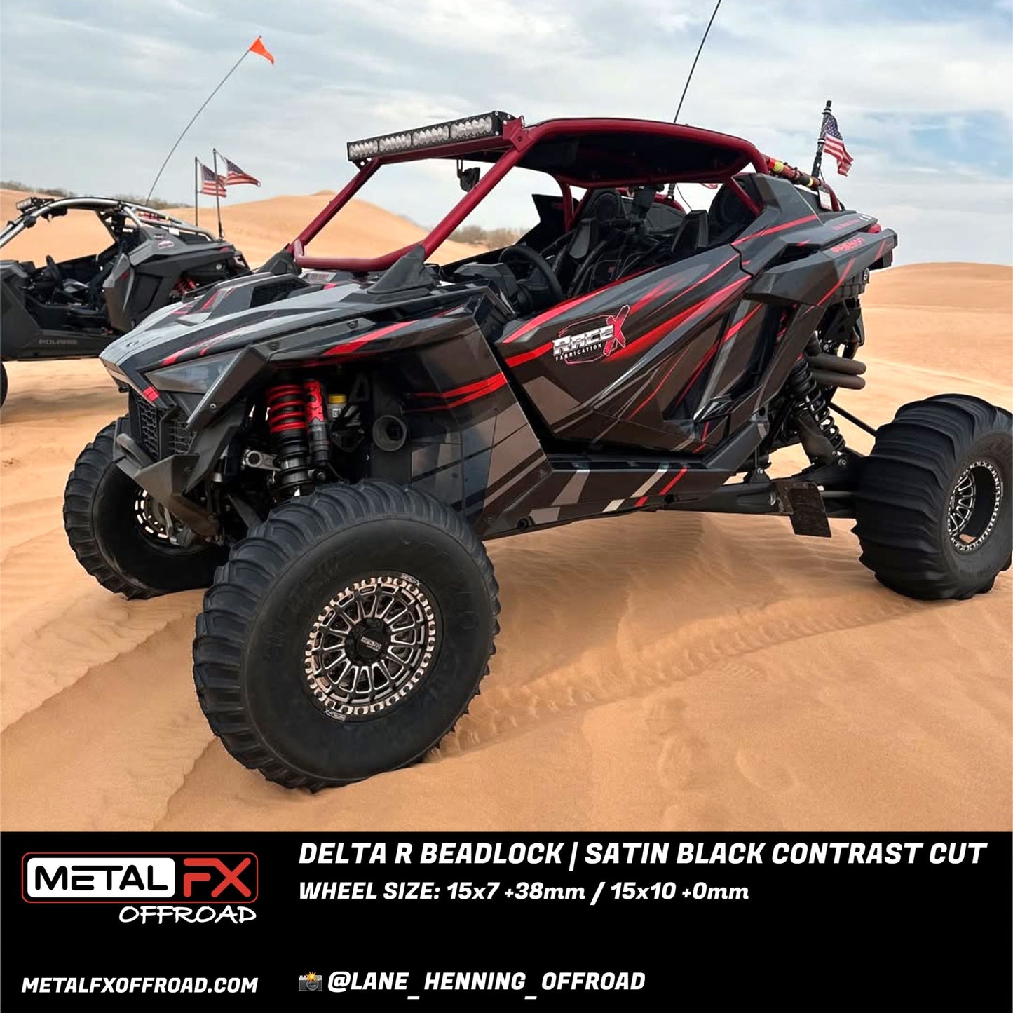 Delta R Beadlock | Satin Black Contrast Cut | UTV Wheel Kit