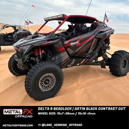 Delta R Beadlock | Satin Black Contrast Cut | UTV Wheel Kit