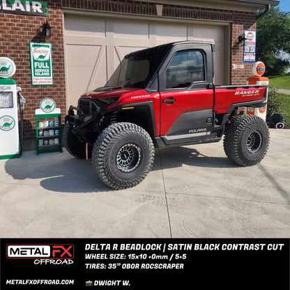 Delta R Beadlock | Satin Black Contrast Cut | UTV Wheel Kit