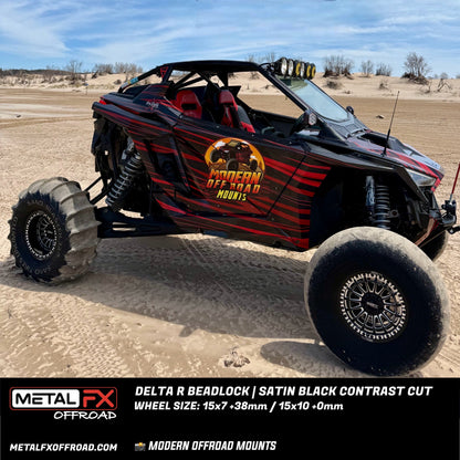 Delta R Beadlock | Satin Black Contrast Cut | UTV Wheel Kit