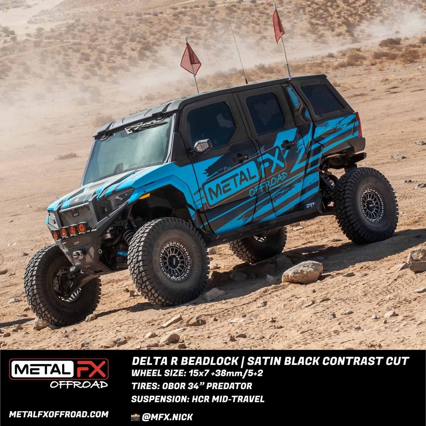 Delta R Beadlock | Satin Black Contrast Cut | UTV Wheel Kit