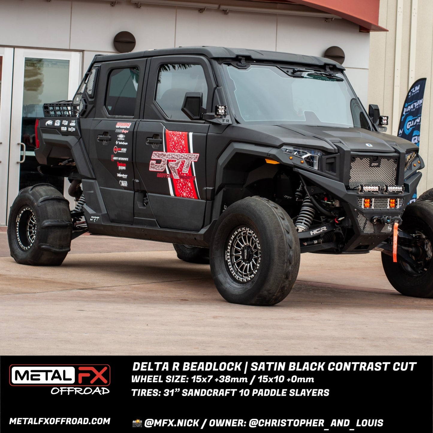 Delta R Beadlock | Satin Black Contrast Cut | UTV Wheel Kit