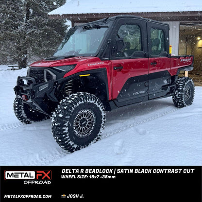 Delta R Beadlock | Satin Black Contrast Cut | UTV Wheel Kit