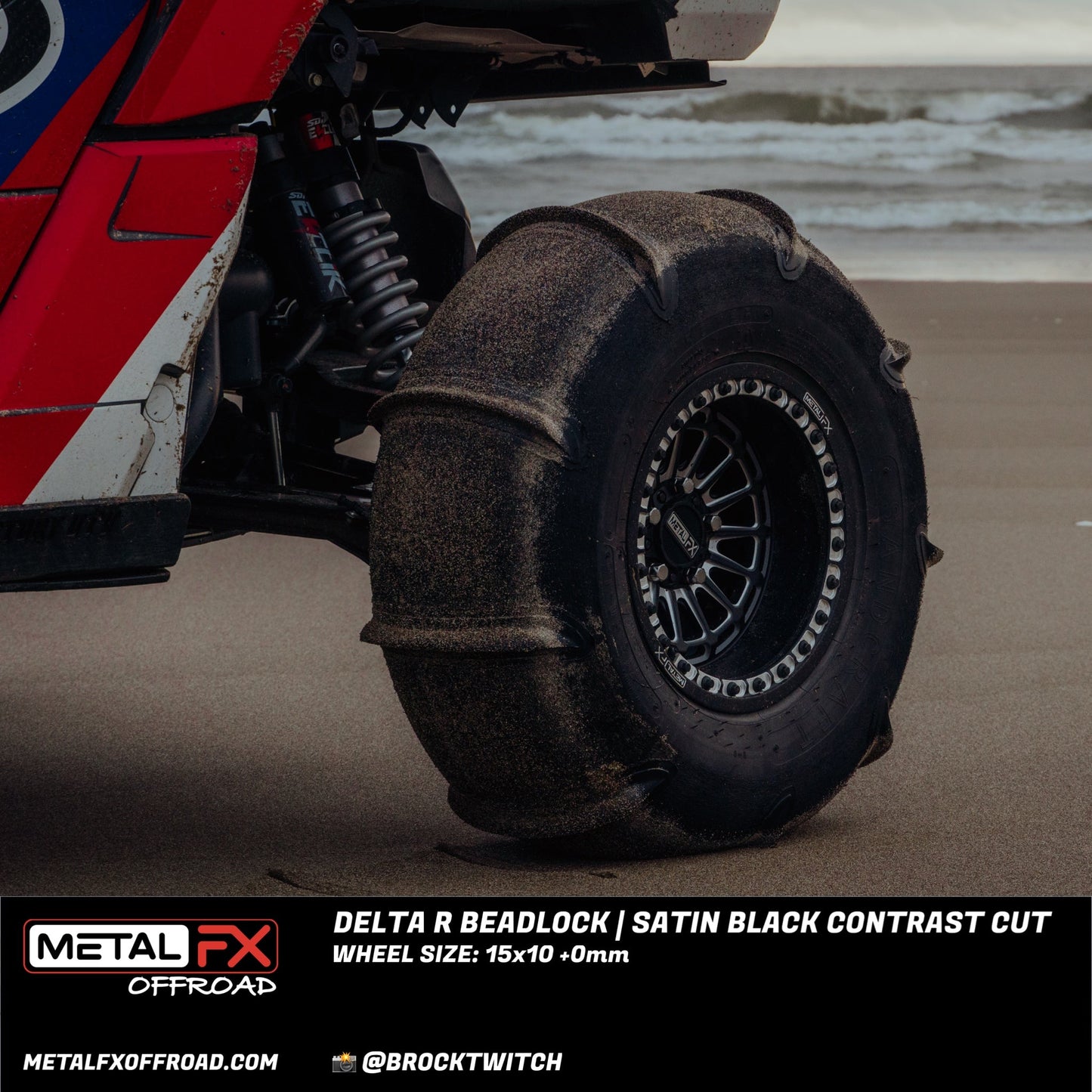 Delta R Beadlock | Satin Black Contrast Cut | UTV Wheel Kit