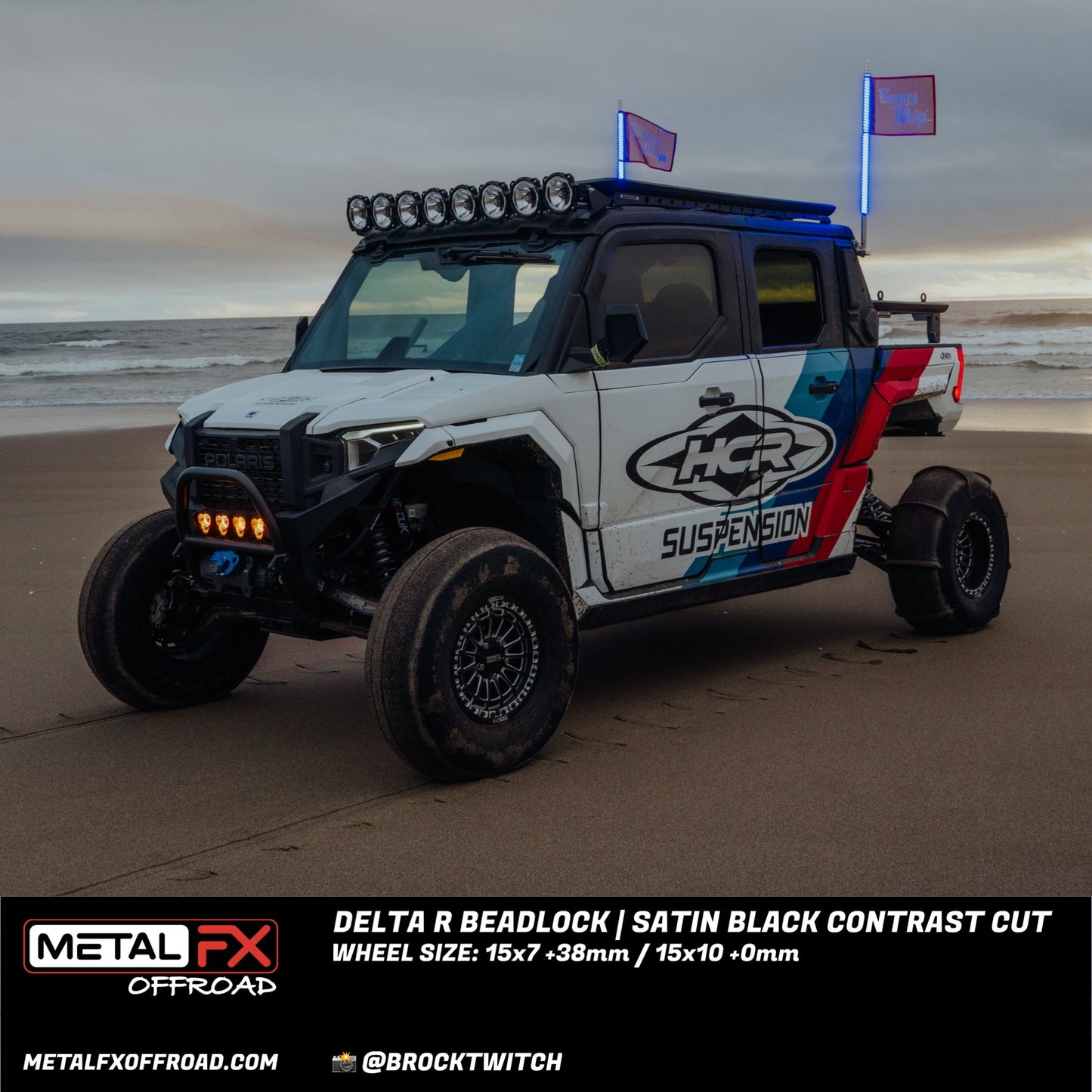 Delta R Beadlock | Satin Black Contrast Cut | UTV Wheel Kit