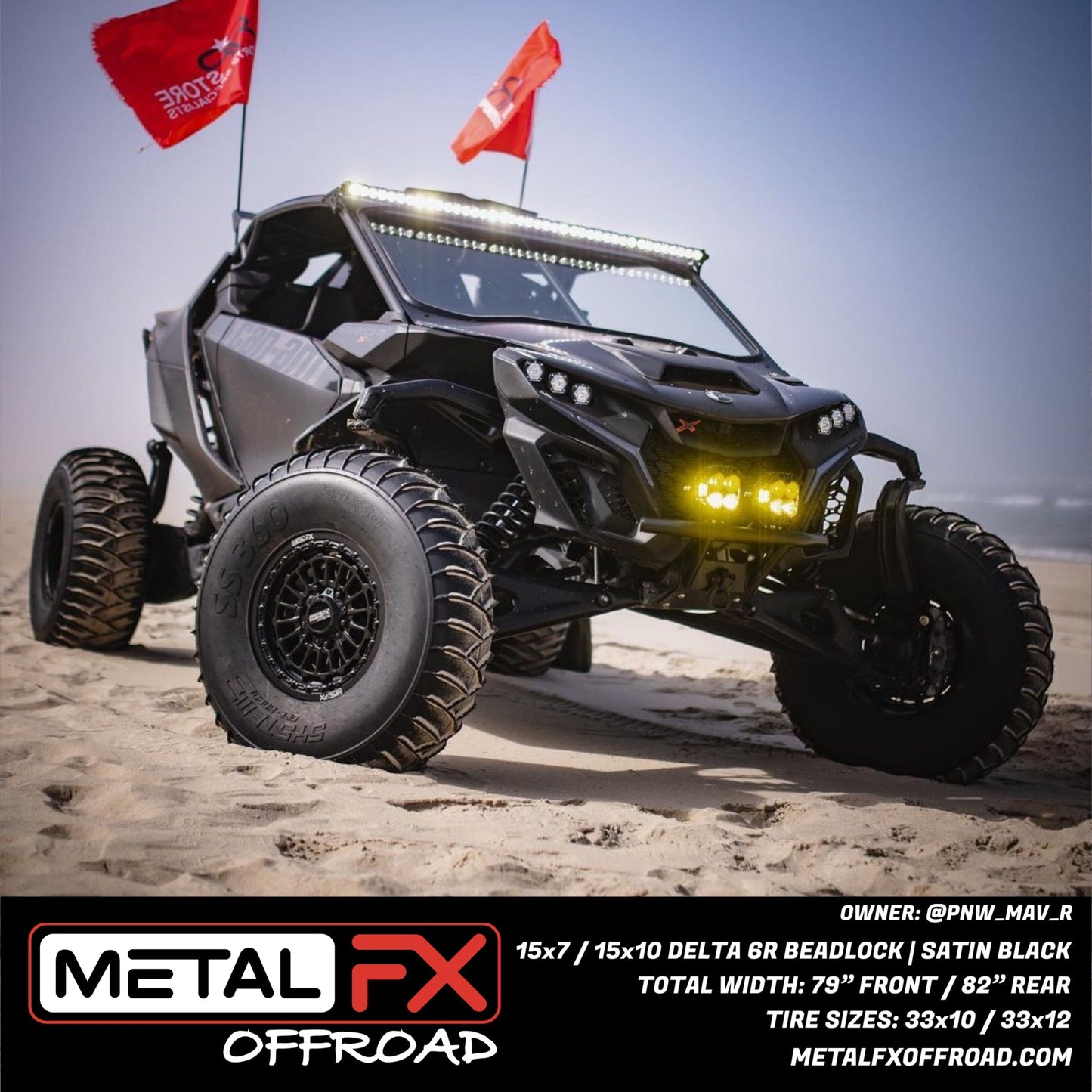 Delta 6R Beadlock | Satin Black | UTV Wheel Kit