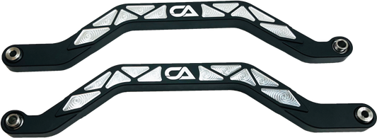 Honda Talon X and R Billet High Clearance Radius Rods | CA Tech USA Our high clearance rods were designed with strength, dependability, and affordability all in mind. Our rods finish in the absolute largest rods on the market. We have a finished thickness of 1.25 inches throughout the entire center of the rod where it really counts, and a finished height of the rod at over 1.5 inches. Our rods also boast a full 3 INCHES OF ADDED GROUND CLEARANCE