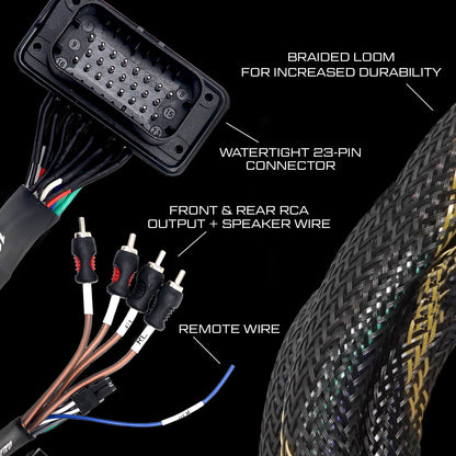 '20-'26 RZR® Pro Series Ride Command Front & Rear RCA Output + Speaker Wire & Remote | UTVS-PRO-RC-RCA-OUT