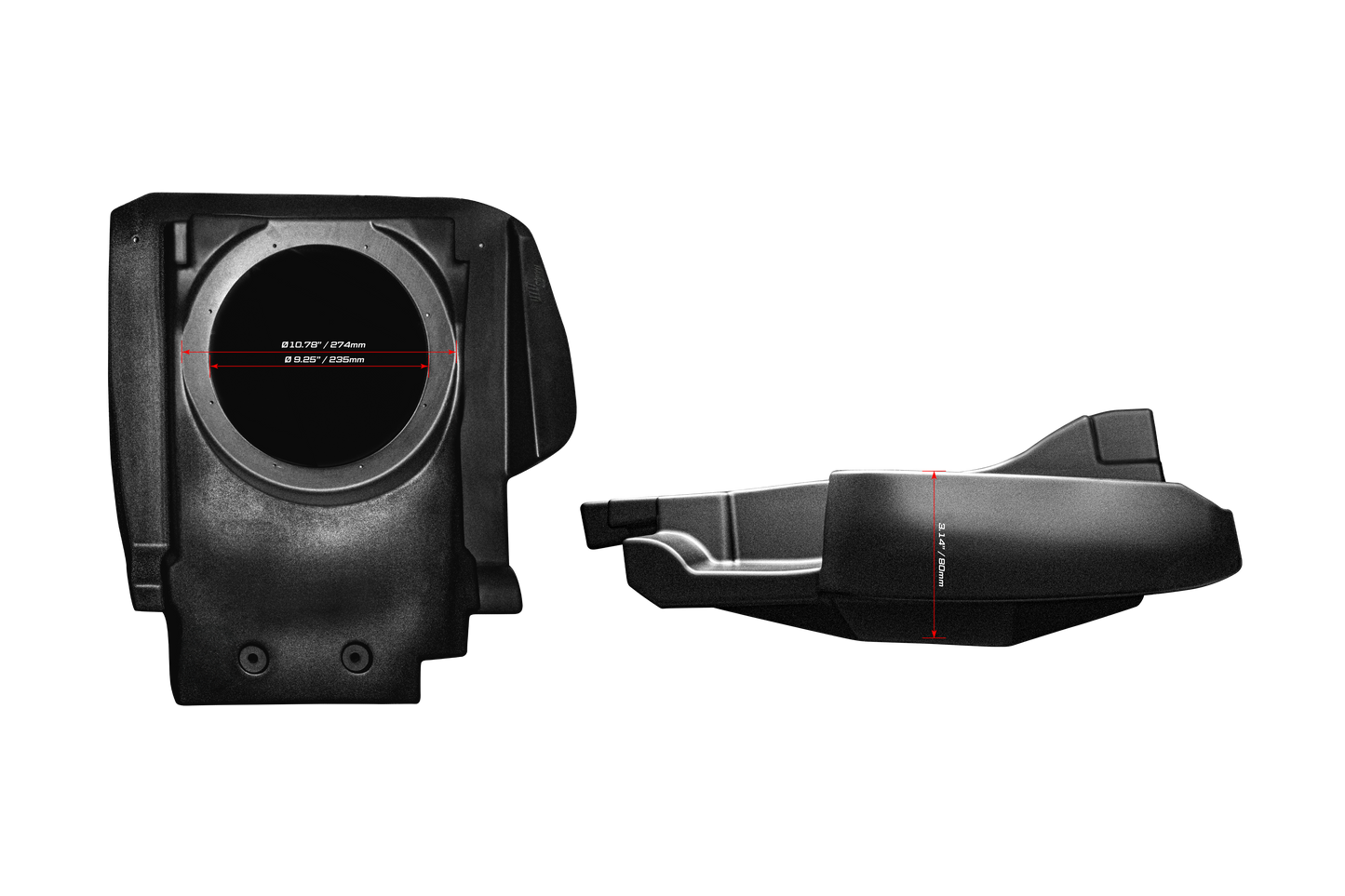 Can-Am® Maverick R 10" Front Passenger Subwoofer Enclosure (2-SEAT MODELS) – Unloaded | UTVS-R-ENC-PASS-2